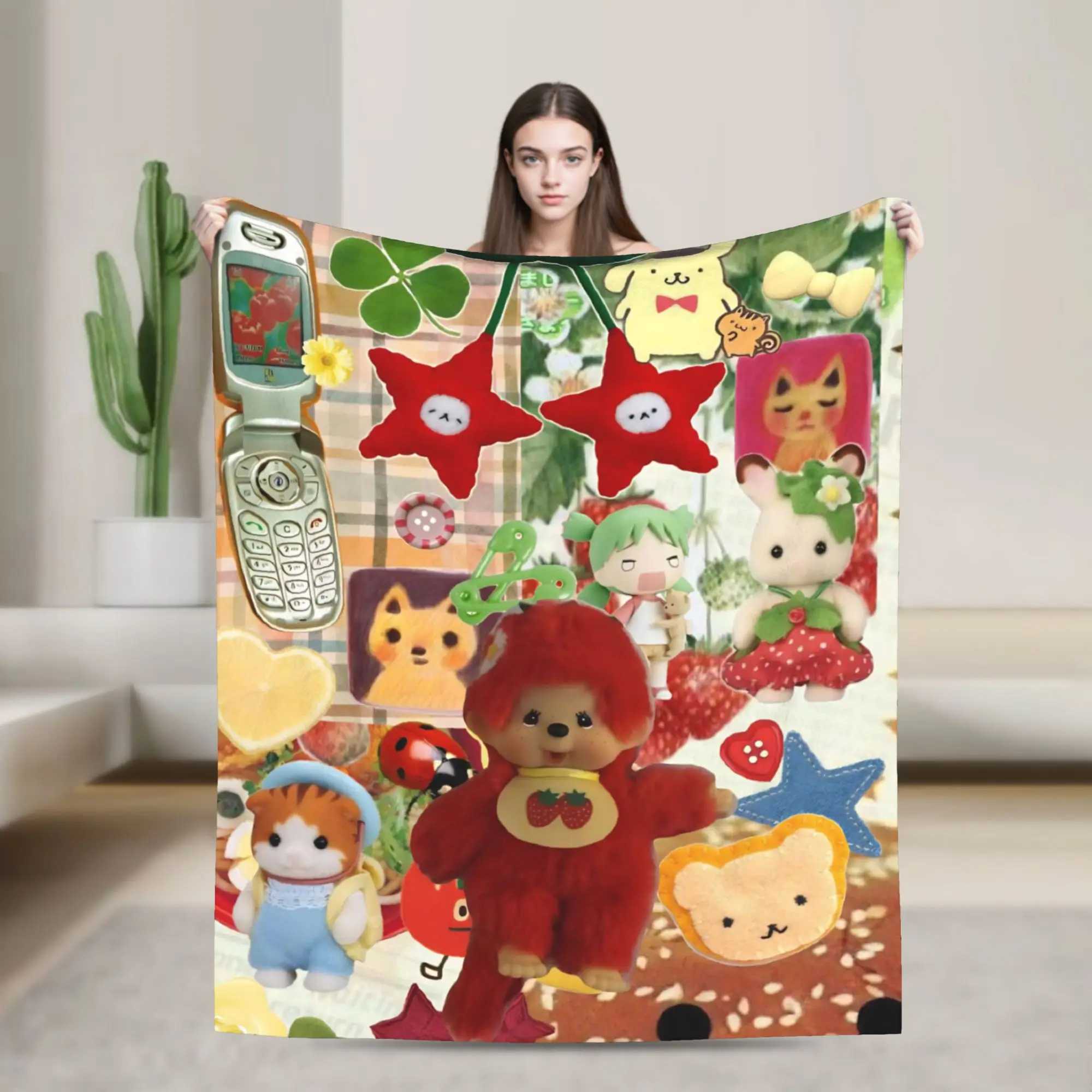 

Одеяло с принтом Kawaii Monchhichis для мужчин и женщин, супер мягкие уютные пледы для гостиной, 50x60 дюймов, разные размеры