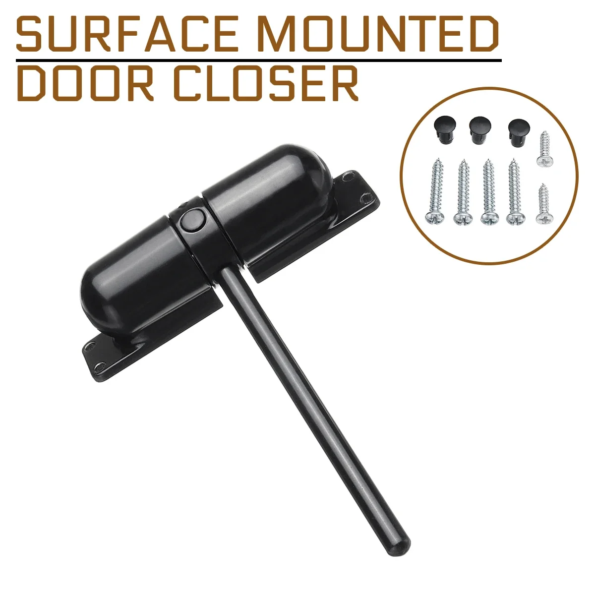 Black Adjustable Door Closer Door Closer Gate Surface Mounted Outdoor Spring Elastic Loaded