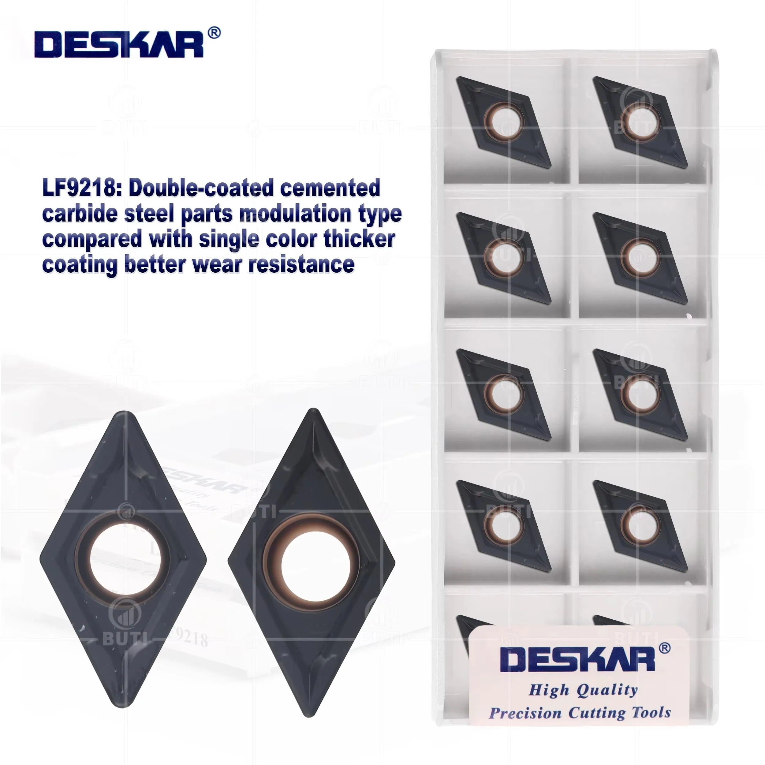 

DESKAR 100% Original DCMT11T304 DCMT11T308 LF9218 CNC Lathe Carbide Inserts Turning Tool Cutter Tools Two Tone Coated Blade Part