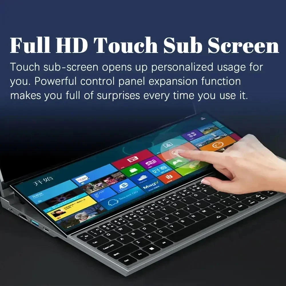 Dual Screen Laptop 16.1 Inch + 14.1 Inch Touch Screen Core i7 10750H Processor Gaming Laptop DDR4 16/32GB SSD Notebook Computer