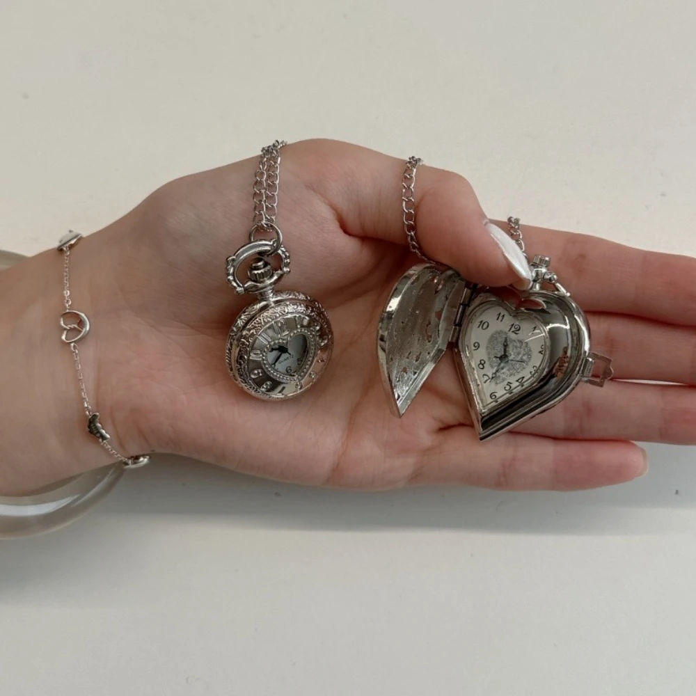 オリジナル中空ハート懐中時計チェーンキーホルダーデザインスチ - Vintage Jewelry Watches Women のレビューと価格