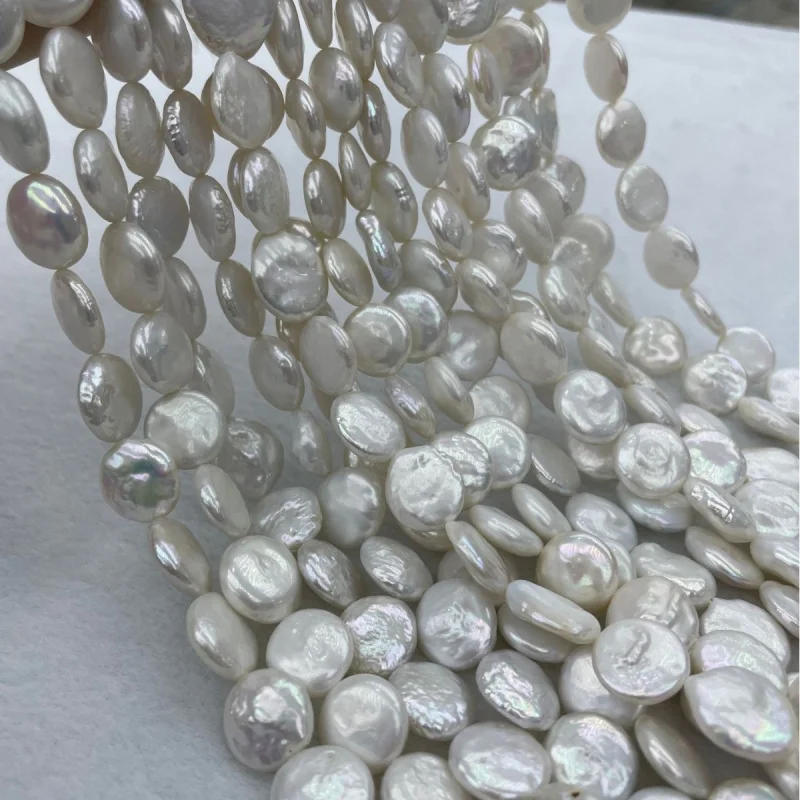 Natural freshwater pearl 12-13mm button baroque beaded bracelet necklace beads