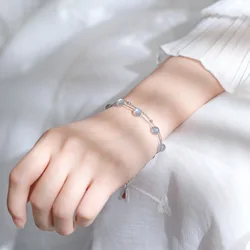 VENTFILLE s925 Sterling Silver Opal Moonstone Crystal Double Layer Bracelet for Women Lucky Jewelry Girlfriend Gift Wholesale