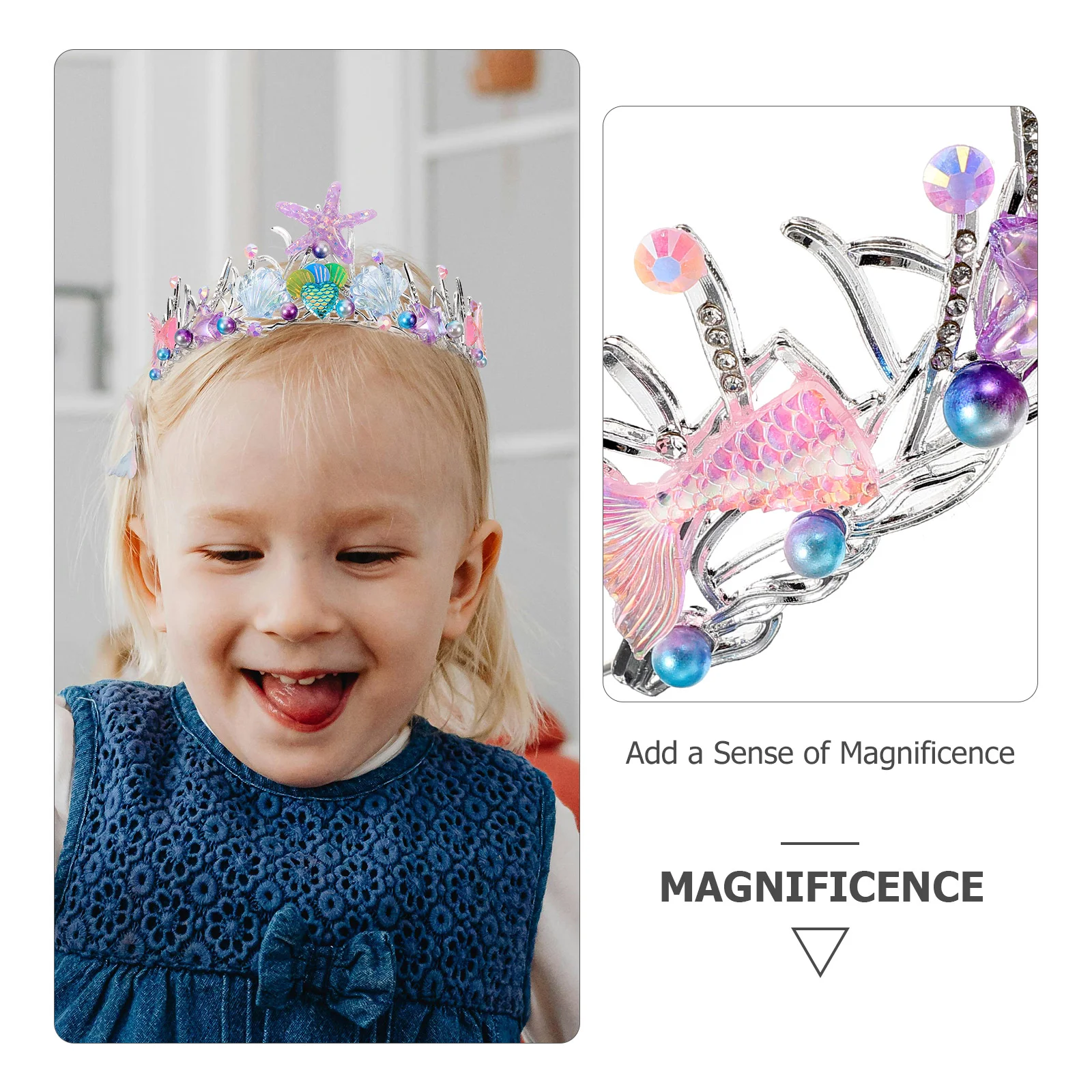 Princess Performance Tiara Mermaid Part Crown Kids Girl Hair Hoop Ocean Party The Headbands Fishtail Girls