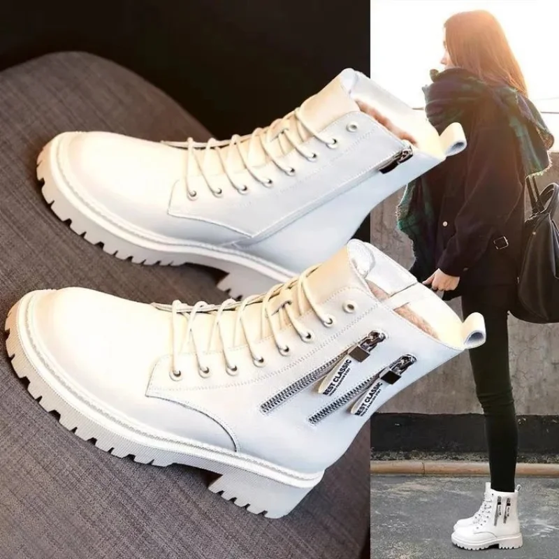 2022 New Boots Ladies Lace-Up Shoes for Women Warm Platform Double Zipper Ankle Boots Women Shoe Winter Boot Fashion Botas Mujer