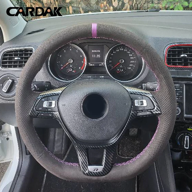 

CARDAK DIY Dark Grey Suede Car Steering Wheel Cover For Volkswagen VW Golf 7 Mk7 New Polo Passat B8 Tiguan Sharan Jetta