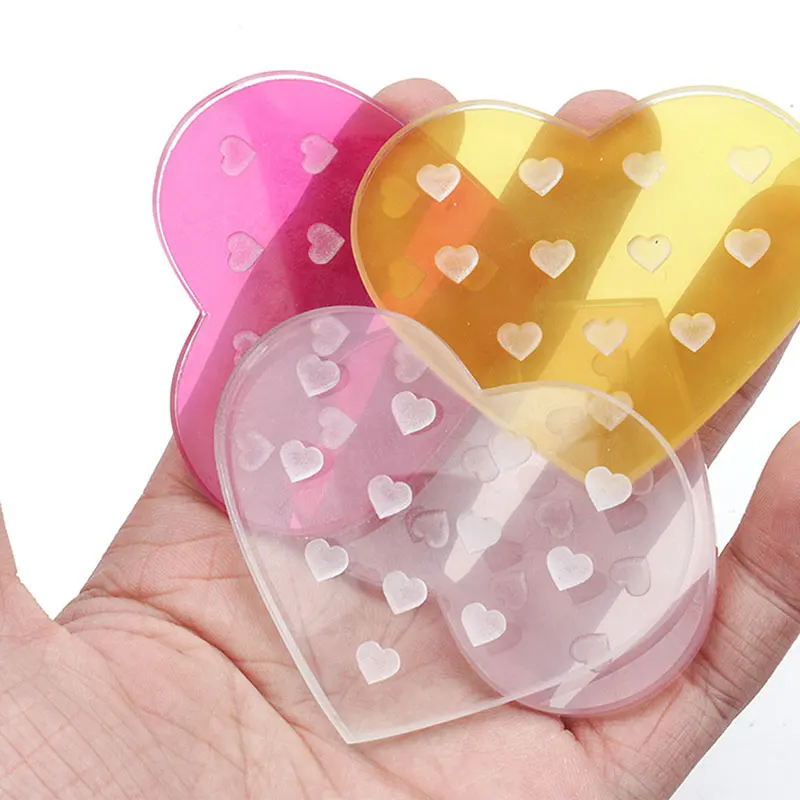 1Pc Heart Shaped Glass False Eyelash Stand Glue Holder Pad Eyelashes Extension Adhesive Pallet Paste Glue Pad Makeup Supplies