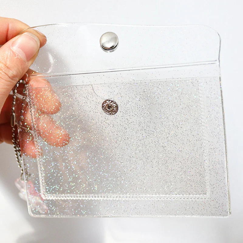 Glitter Transparent Waterproof Pvc Women Card Case Business Card Holder Men Credit Card Bag Id Card Mini Wallet Jelly Coin Purse