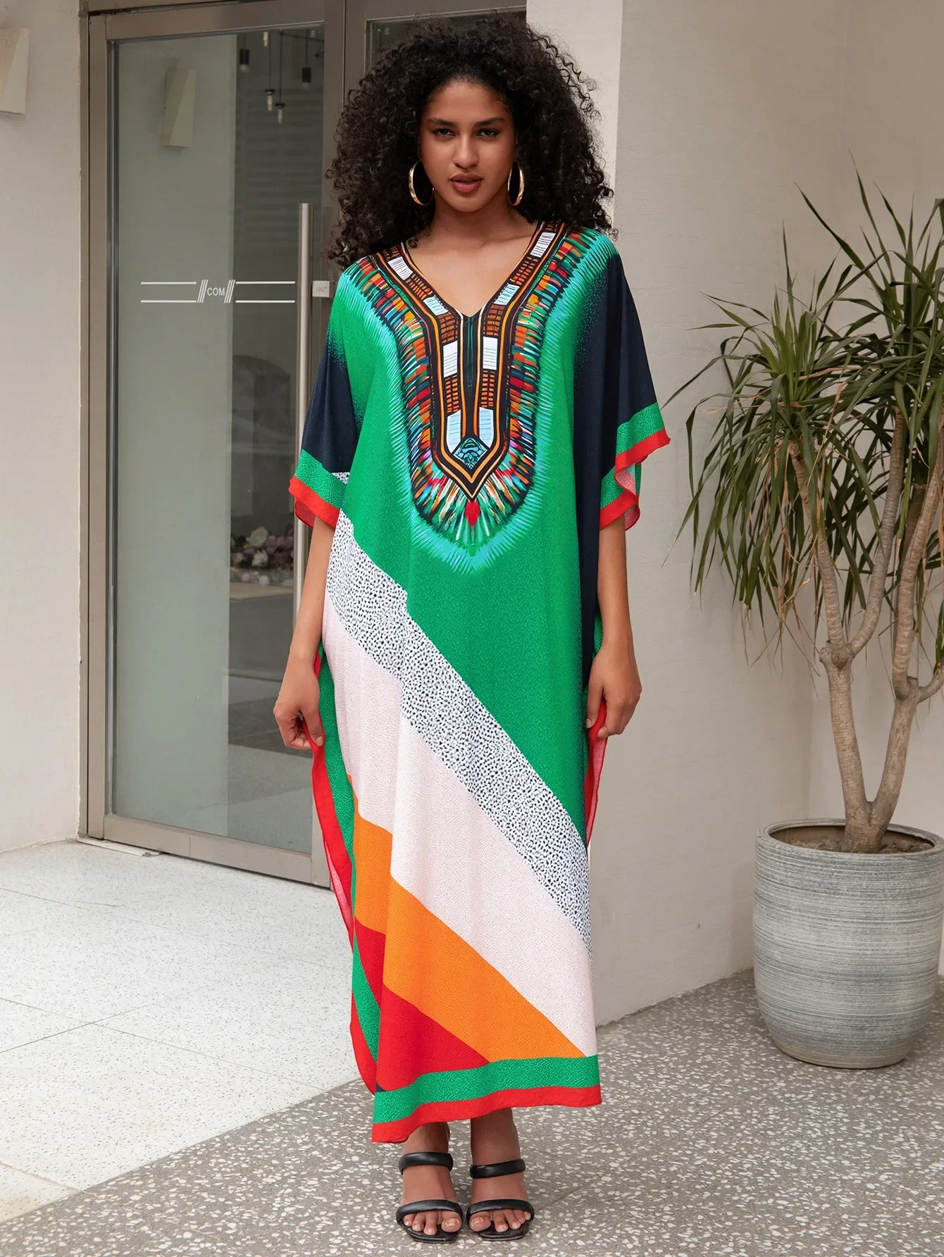 Beach Dresses Printed Kaftans for Women Maxi Robe Cover Ups Holiday Bathing Suits Dropshipping Wholesale Factory Supply