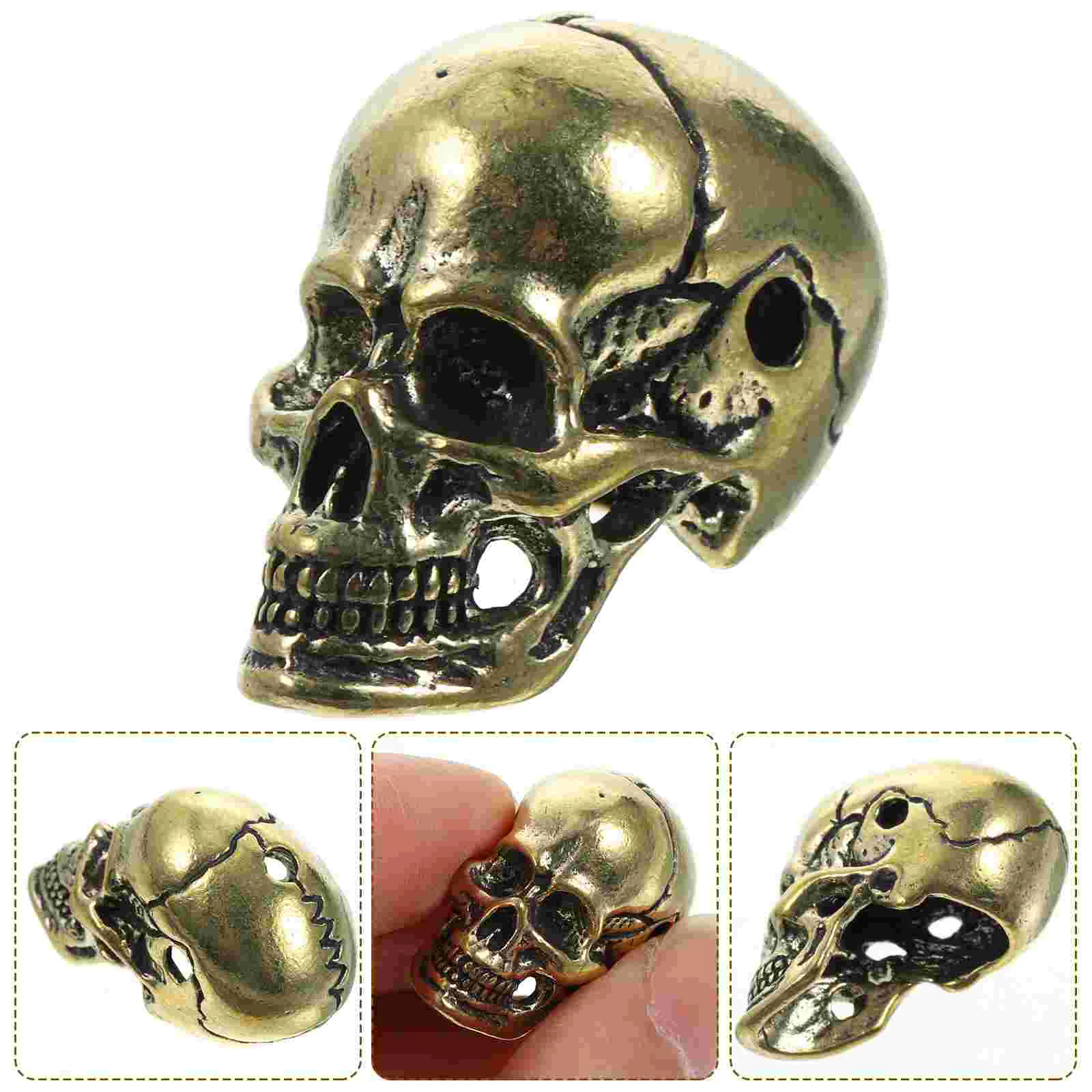 

Skull Pendant Vintage Brass Figurine Keyring Charm Car Chains Lanyard Statue Ornament Bag Keychain Keychains