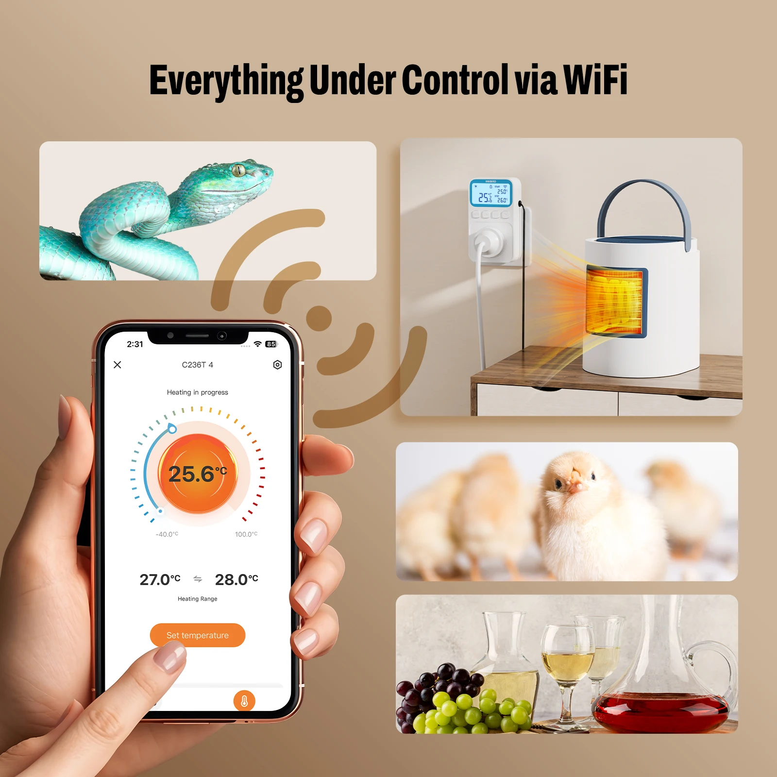INKBIRD C236T Wifi Plug-In Temperature Controller 10-In-1 Programmable Smart Timer Thermostat for Fridges,Heaters,Home Brewing