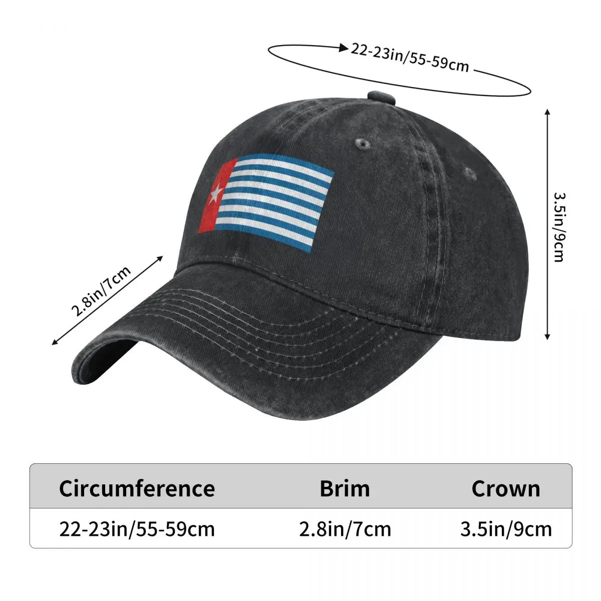 The morning star flag of West Papua. Baseball Cap Trucker Cap Snapback Cap Ladies Men's