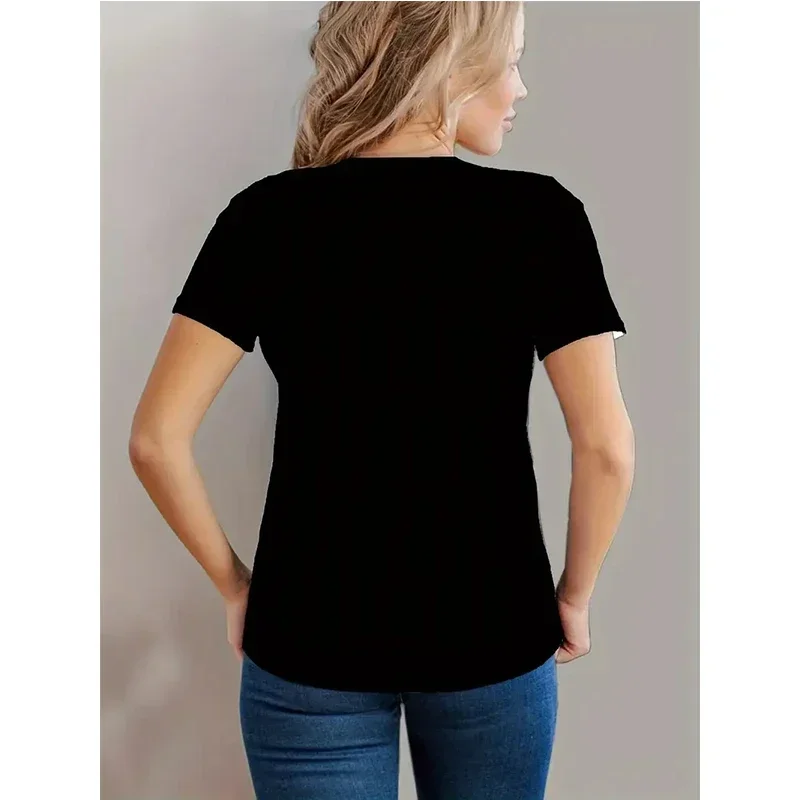 Camiseta de talla grande para mujer, pantalón corto informal de manga con estampado gráfico de siete corazones, camiseta gótica Y2k para amantes