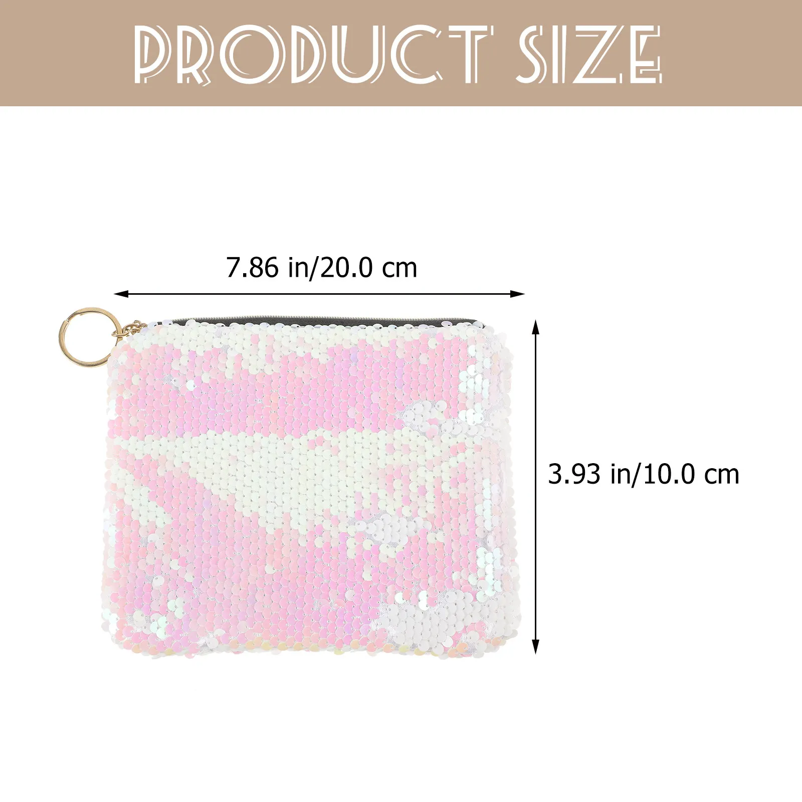 Women Sequined Handbag Zipper Coin Purse Makeup Organizer Fashion Gift for Mothers and Friends
