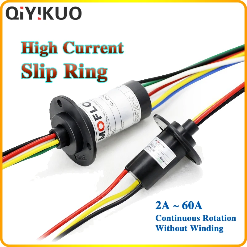 Slip Ring High Power Current 360 ° Rotating Conductive Connector 2 4 6 to 12 Wire Way Electric Brush Carbon