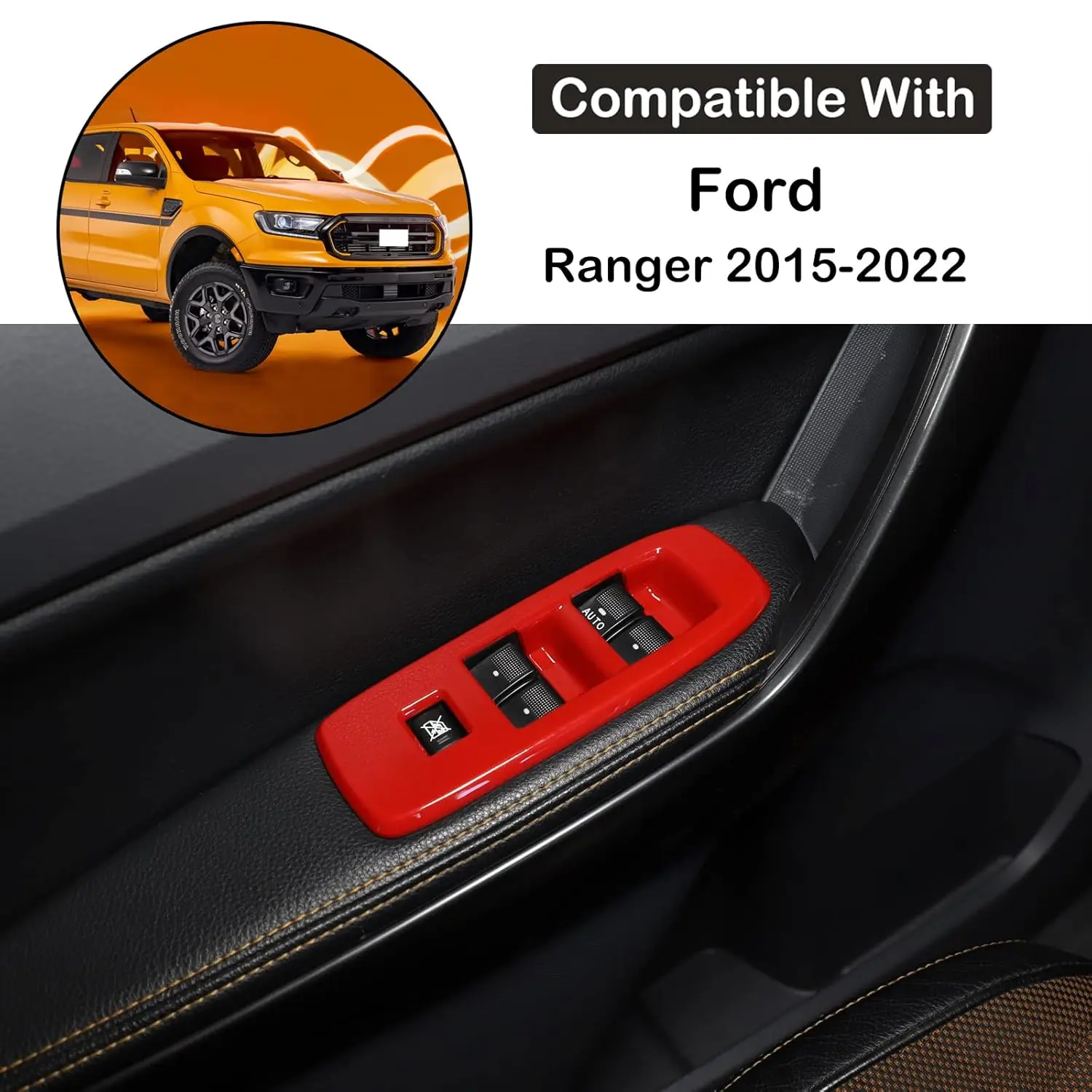 

Car Door Window Lift Switch Panel Cover Trim For Ford Ranger Everest Endeavor 2015-2022 Interior Decorative Car Accessories