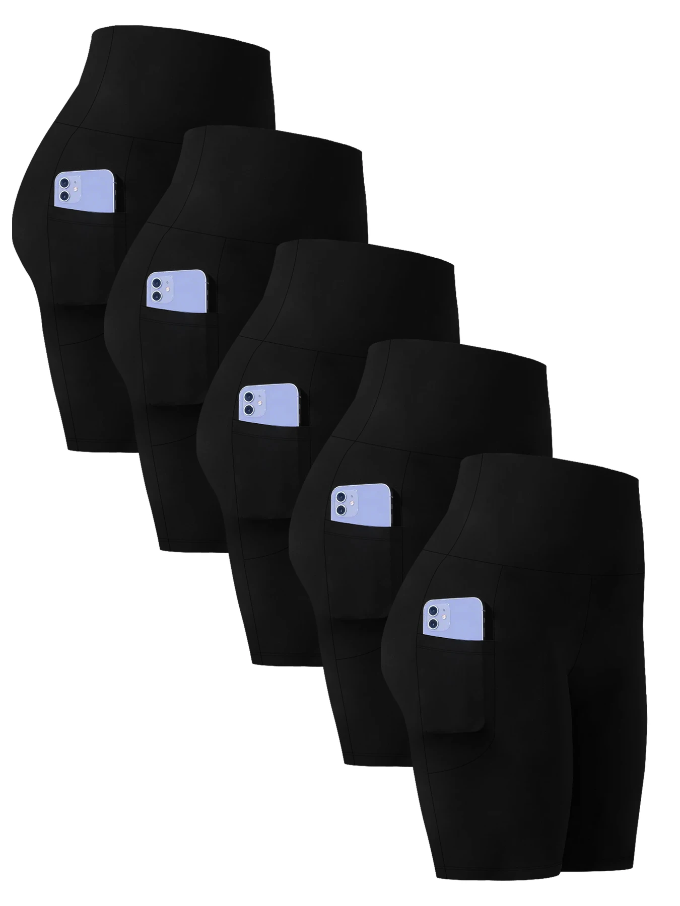 

5 pack Plus Size Women Biker Shorts with Pockets High Waisted Super Soft No See Through Tummy Control Running Yoga