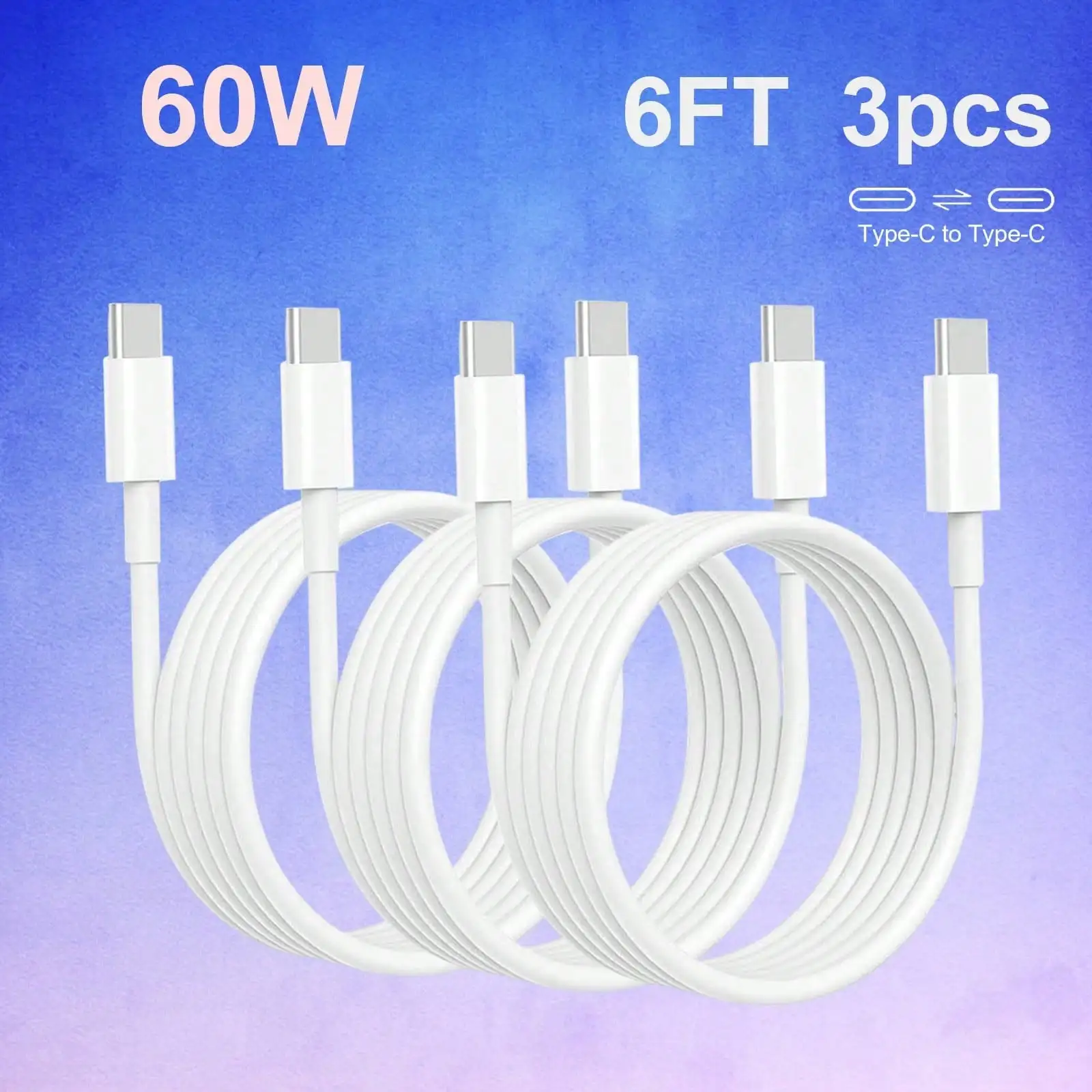 

6FT 60W USB-C to USB-C Fast Charging Cable MFi Certified Compatible with iPhone15/16 Series iPad Pro Air5 Redmi OnePlus Type-C Phone High Speed Charging & Data Transfer Cord