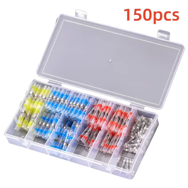 50/100/150 PCS Solder Seal Wire Butt Connectors Welding Ring Heat Shrink Terminal,Waterproof Insulated Electrical Wire Terminals