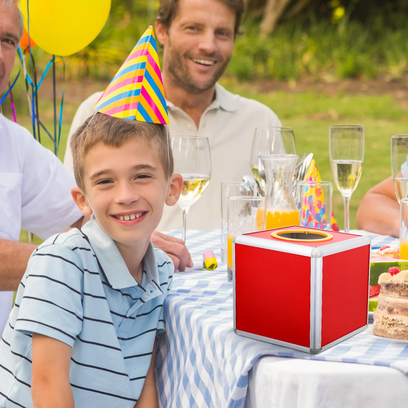 20 سنتيمتر سبائك الألومنيوم صندوق السحب حاوية اليانصيب واضحة ل تذكرة الكرة رسم لعبة حفلة تعزيز صندوق أكريليك مع غطاء فتحة #1