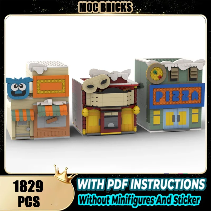 New Architecture Street View Moc Building Blocks Club Penguin Square Tech Module Brick Model Gift Christmas Toy DIY Set Assembly