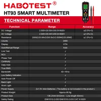 HABOTEST HT93 Digital Multimeter Voltage Tester 2000 Counts AC/DC Volt Meter True RMS NCV Phase Test Auto-Ranging Multimetro