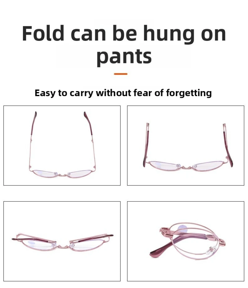 Purple Small Prescription Glasses Astigmatism Women Custom Different Eyes Progressive Reading Glasses Foldable Myopia Glasses