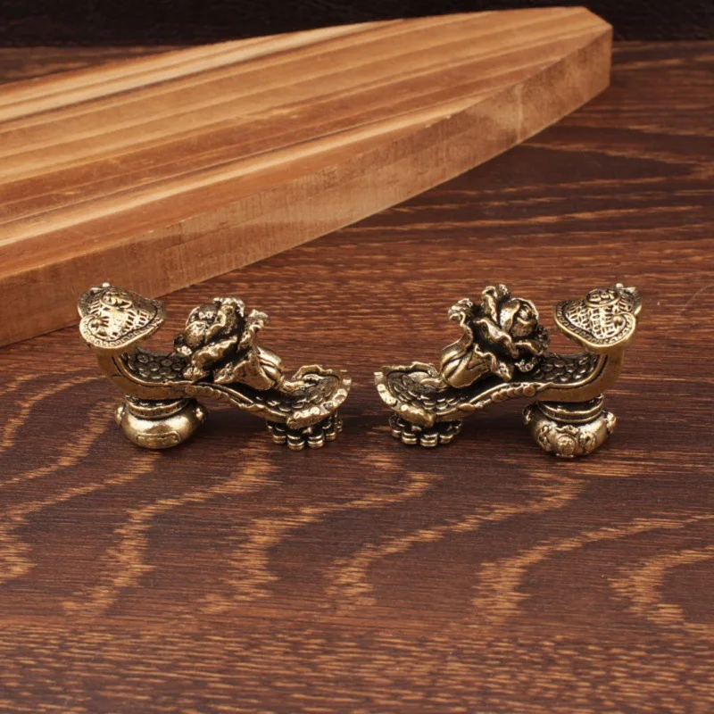 Brass Ruyi Hundred Wealth Creative Crafts Chinese Retro Stall Ornament Small Brassware