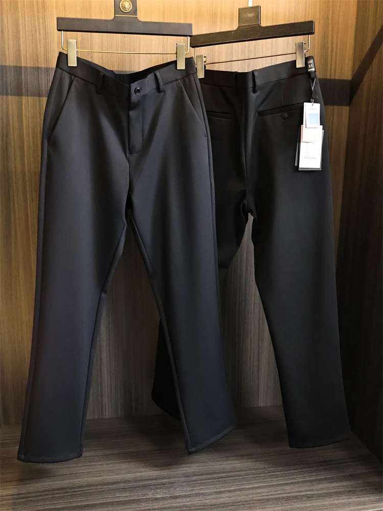 

Men's Casual Straight Leg Pants Lenzing Lyocell Fiber Blended Drapey Skin-friendly Elastic Autumn Winter Business Casual Trou...