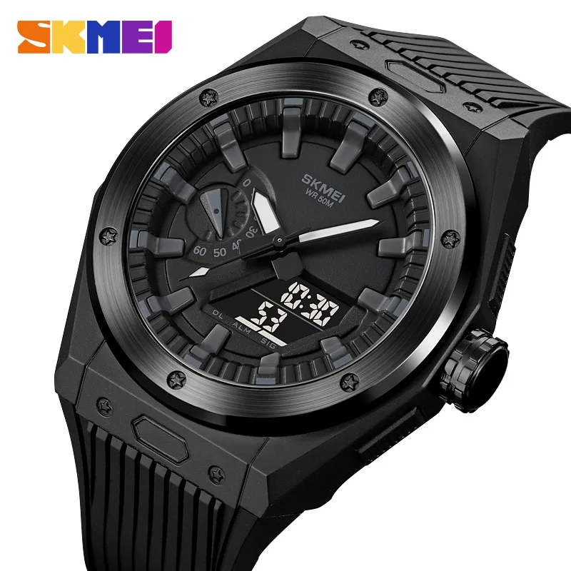 SKMEI Fashion 3 Time Chrono Digital Wristwatches LED Light Display Sport Watch Mens 50m Waterproof Alarm Clock relogio masculino