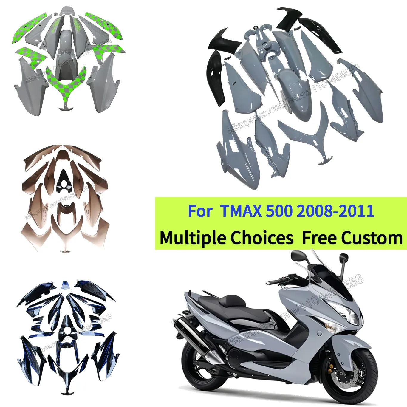 

ABS Fairings Kit for Yamaha TMAX500 2008-2011 TMAX 500 SJ06 | Full Body Panel Set Custom Scooter Bodywork | Nardo grey