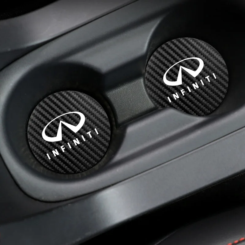 For Infiniti Q50 G37 FX35 Q60 QX50 M37 ESQ JX35 QX70 Q30 FX50 Q70 EX35  Car Coaster Cup Holder Carbon Fiber Pattern Non-Slip Mat