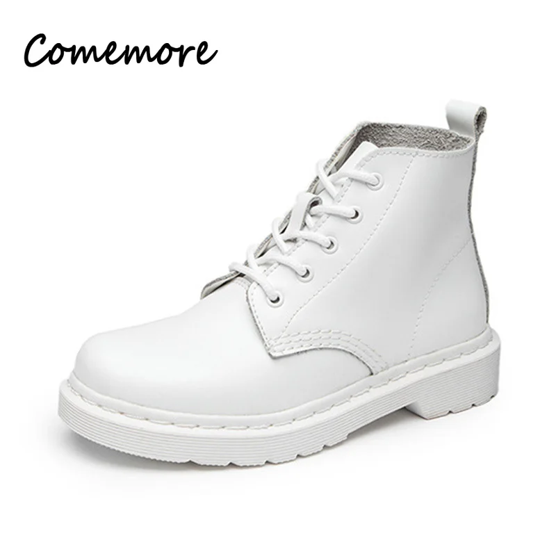 Comemore Platform Motorcycle Boot Female Autumn Winter Gothic Shoes Woman Punk Botas Mujer 2023 Leather Women White Ankle Boots