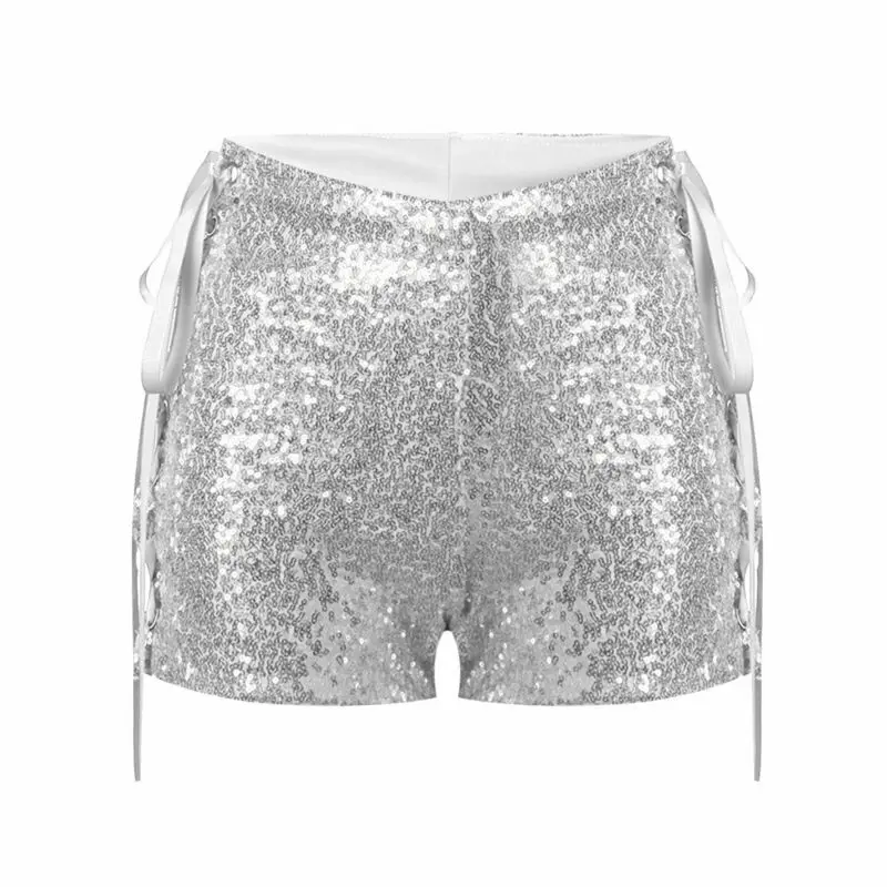High Waist Sexy Sequined Bandage Shorts Dj Pole Dance Micro Shorts For Women