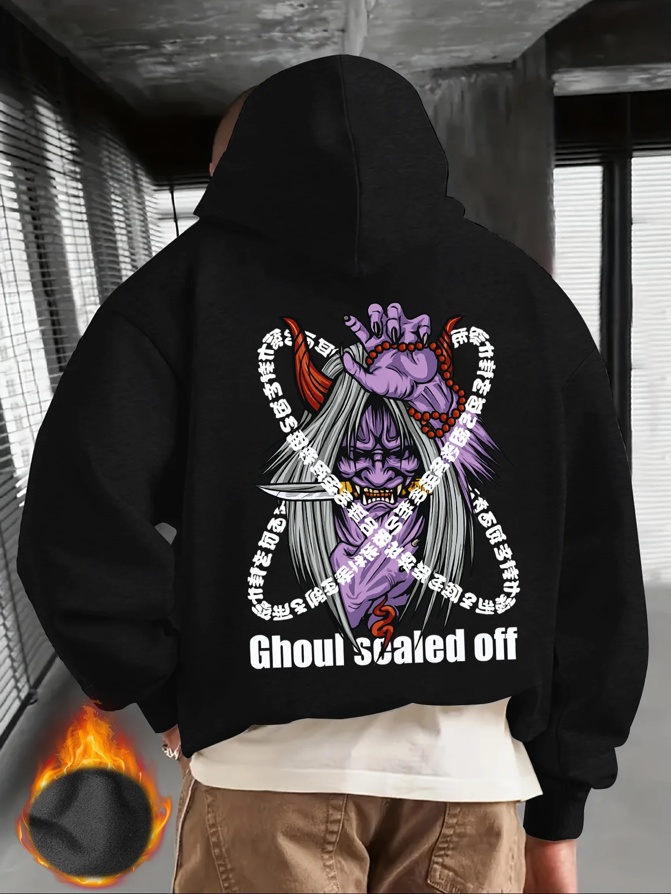 Autumn/Winter Trendy and Versatile Men's Ghoul Print Hooded Sweatshirt High Street Style for Commuting Street StrollingHome Wear