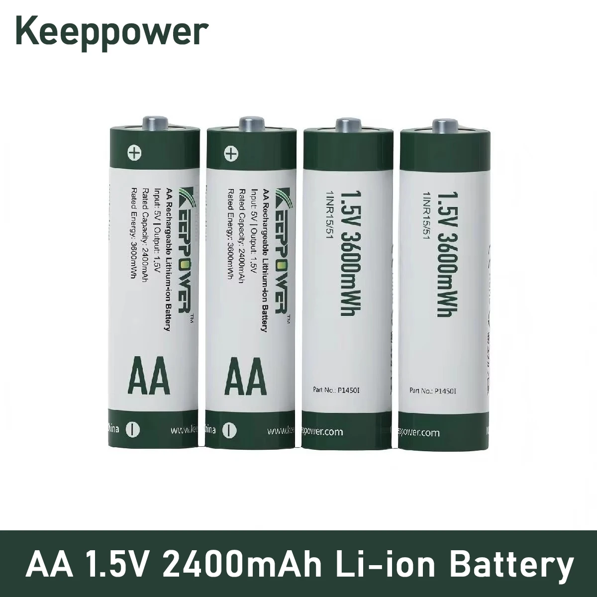 

Keeppower P1450I AA 1.5V 2400mAh Rechargeable Li-ion Battery 3600mWh Lithium Batteries
