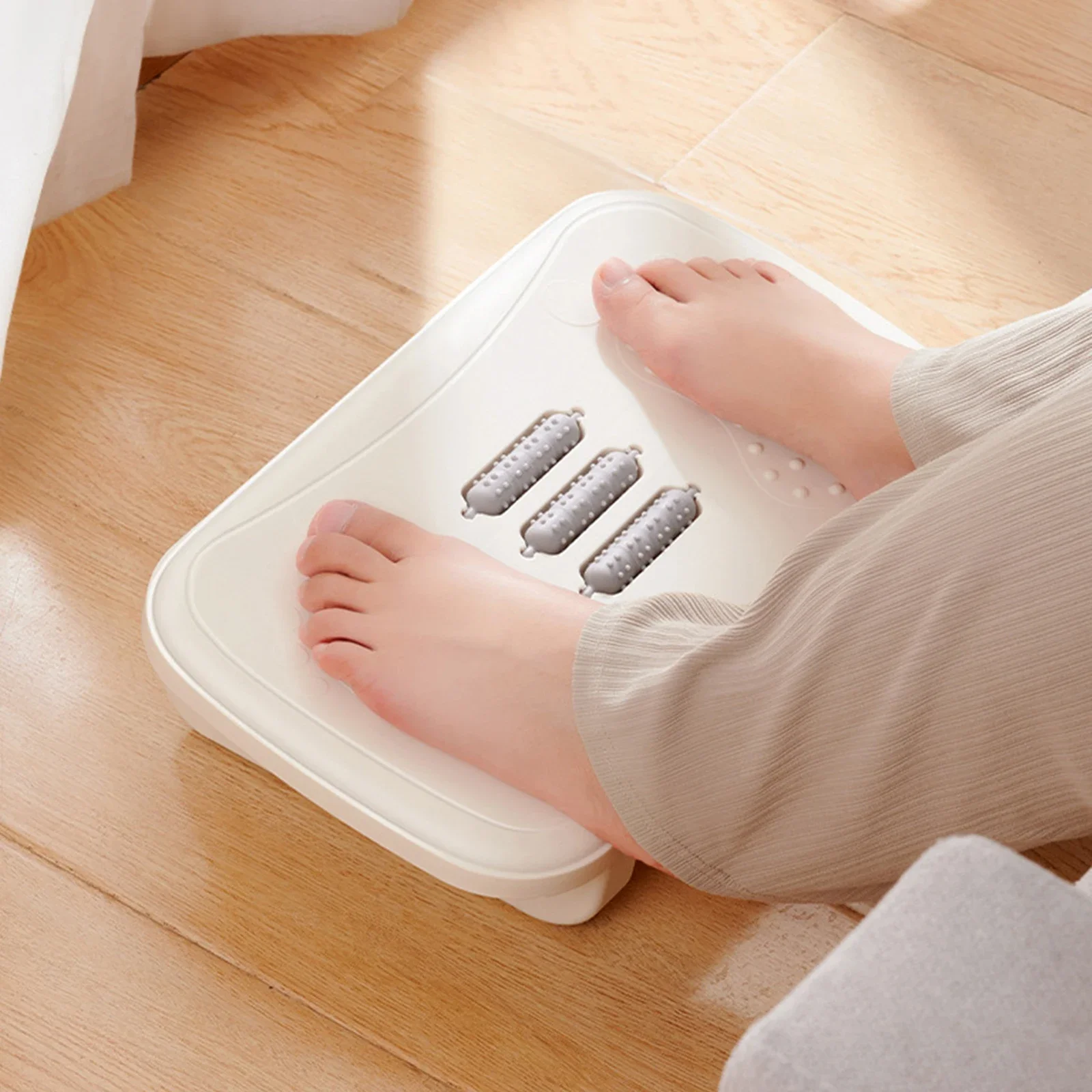 Office Footrest Footstool Ergonomic Under The Table Foot Stool With Massage Rollers Non-Slip Desk