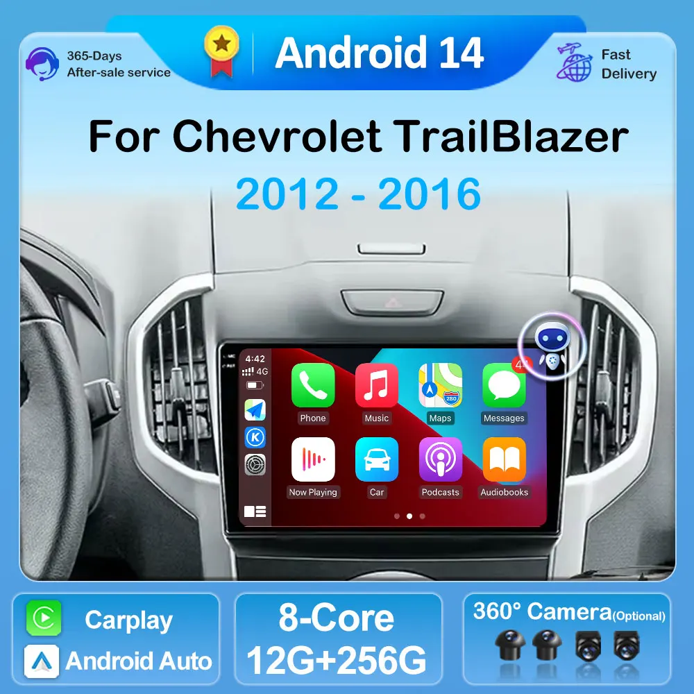

For Chevrolet TrailBlazer 2012 - 2016 Android 14 Smart System GPS Navigation Wireless Carplay Bluetooth QLED IPS Screen WIFI