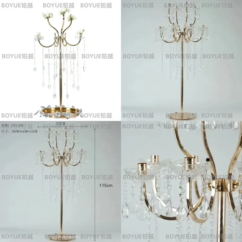 12Heads Wedding Party Store Store Candelabras With acrylic Pendants Marriage Candlestick Wedding Centerpieces Home Party