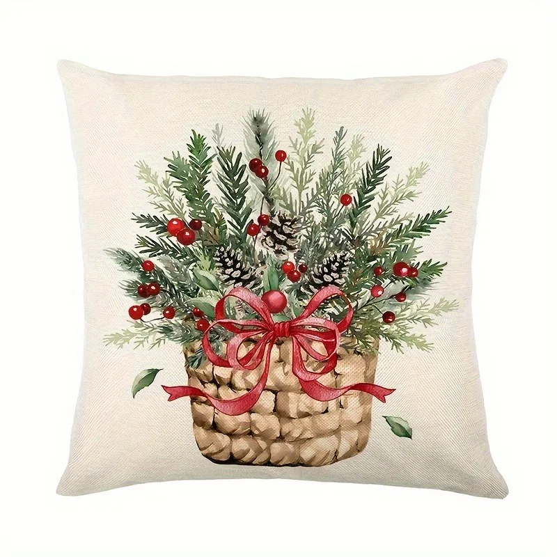 Fundas de almohada festivos festivos: coronas, árboles e saludos de invierno: ¡Agregar alegría navideña! Decoração del