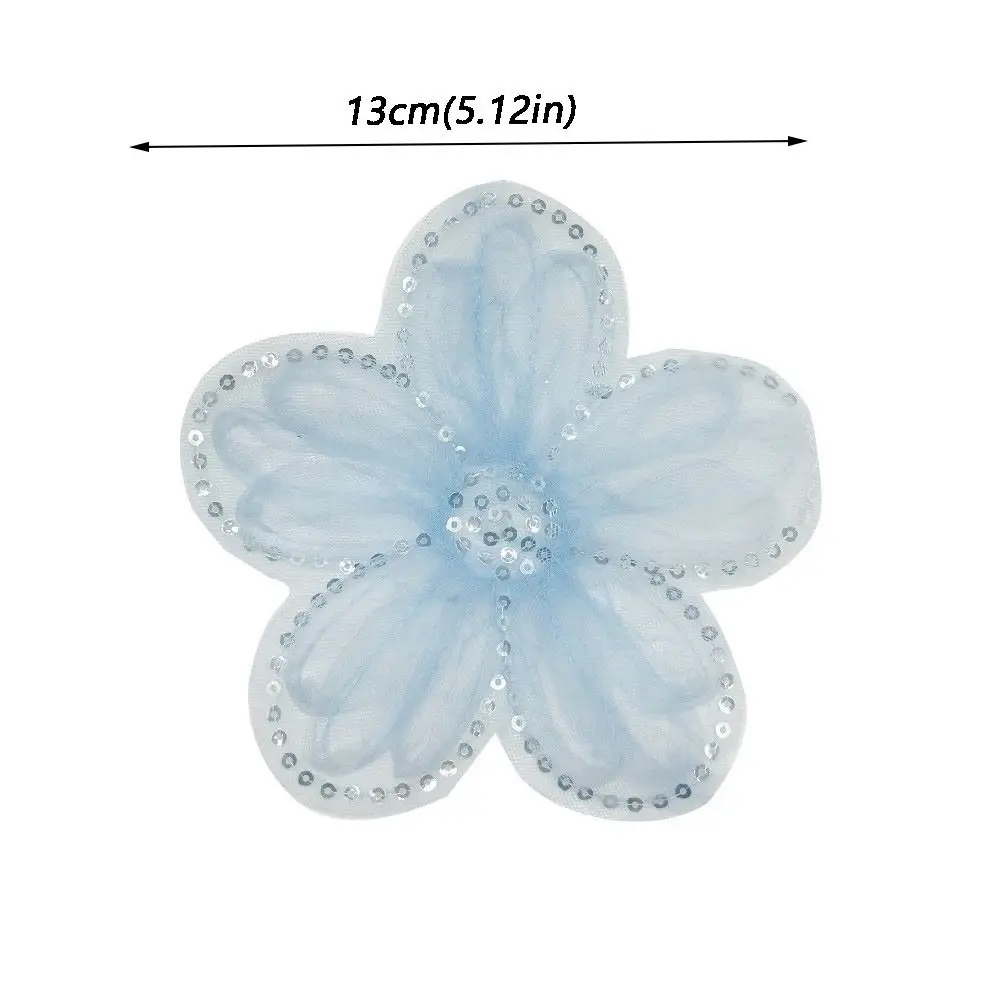 Fashion Mesh Lace Sequined 3D Organza Flowers Flower Bead Corsage 3D Organza Applique Wedding Dress Applique Wedding Dress view 6