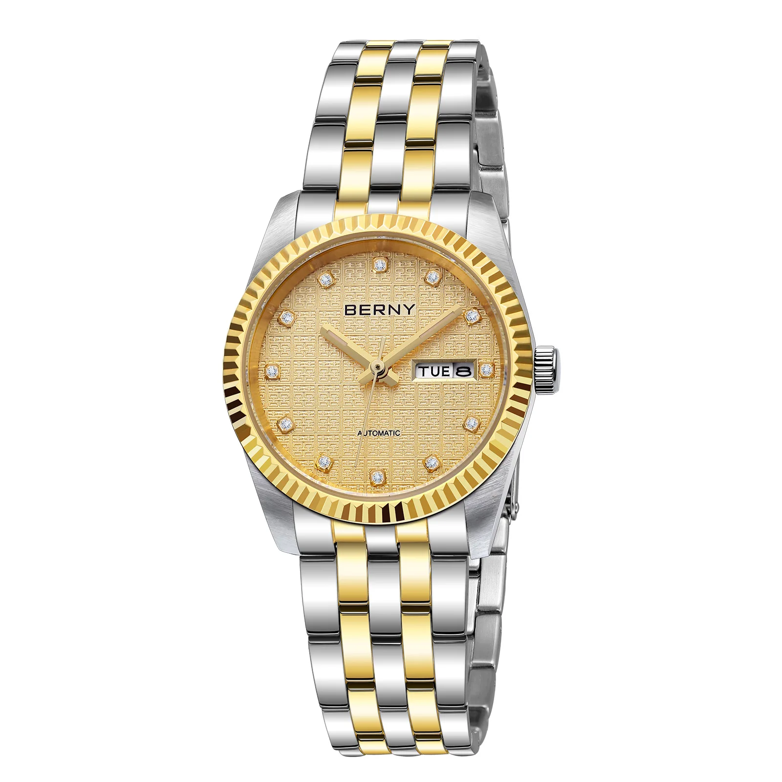 BERNY Mechanical Watches for Men Sapphire Automatic Men's Watch Chinese Style happiness Full Stainless steel Wristwatch 5ATM