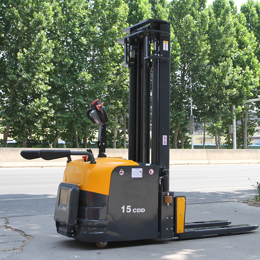 Factory Direct Self Propelled Electric Pallet Stacker 1Ton 1.5Ton 2Ton Pedestrian Walkie Stacker CE Certified Customized