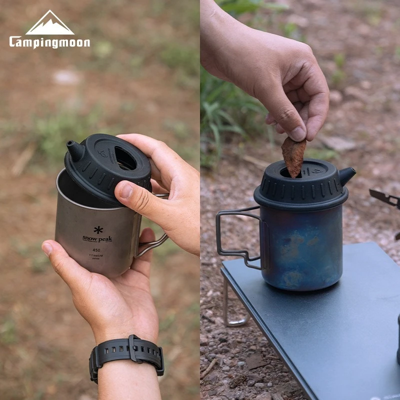 CAMPINGMOON S-GF-BK الغذاء الصف سيليكون كوب الثلج غطاء التخييم القهوة وعاء اليد غطاء كوب التيتانيوم غطاء