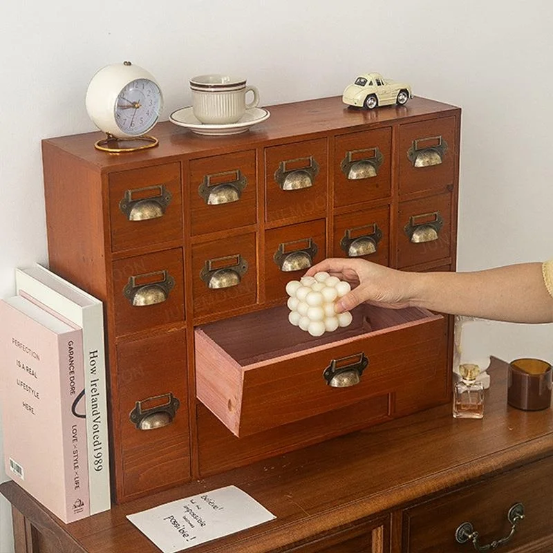 Wooden Hall Desktop Drawer Style Entrance Key Storage Home Living Room Decorations Small Medicine Cabinet Dustproof Cabinet