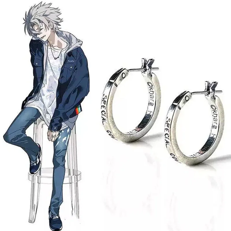 Anime NEON GENESIS EVANGELION Nagisa Kaworu Cosplay Earring Adult Unisex Earstuds Earwear Circle Eardrop Jewelry Accessories