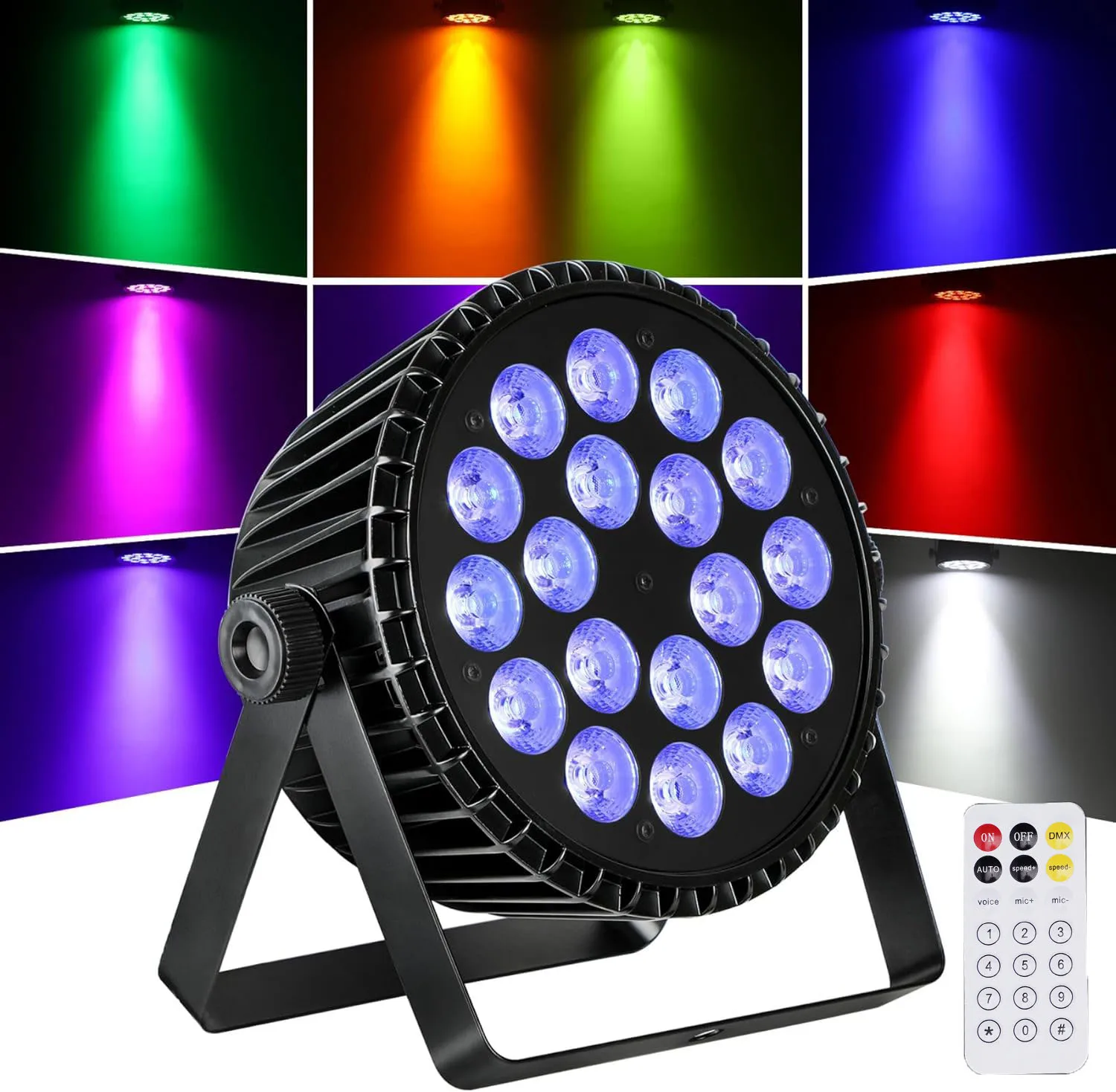 

Светодиодный прожектор COB DMX 18×10 Вт RGB+Лайм+Янтарь+УФ 6-в-1 для сцены, рождественского освещения, диджейских выступлений, дискотек, свадеб и вечеринок