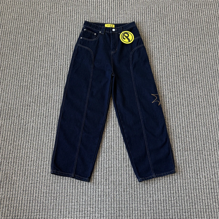 

High Quali Casual Wide Leg Jeans Coaster Denim for Men And Women Faionable Long Pants l Waist Button Closure