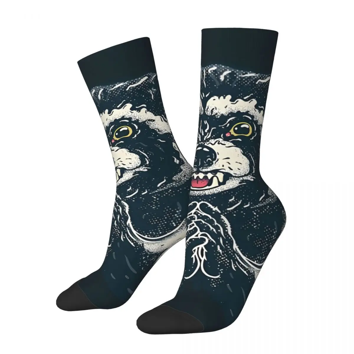 

Funny Happy Sock for Men Evil Hip Hop Raccoon Quality Pattern Printed Crew Sock Seamless Gift