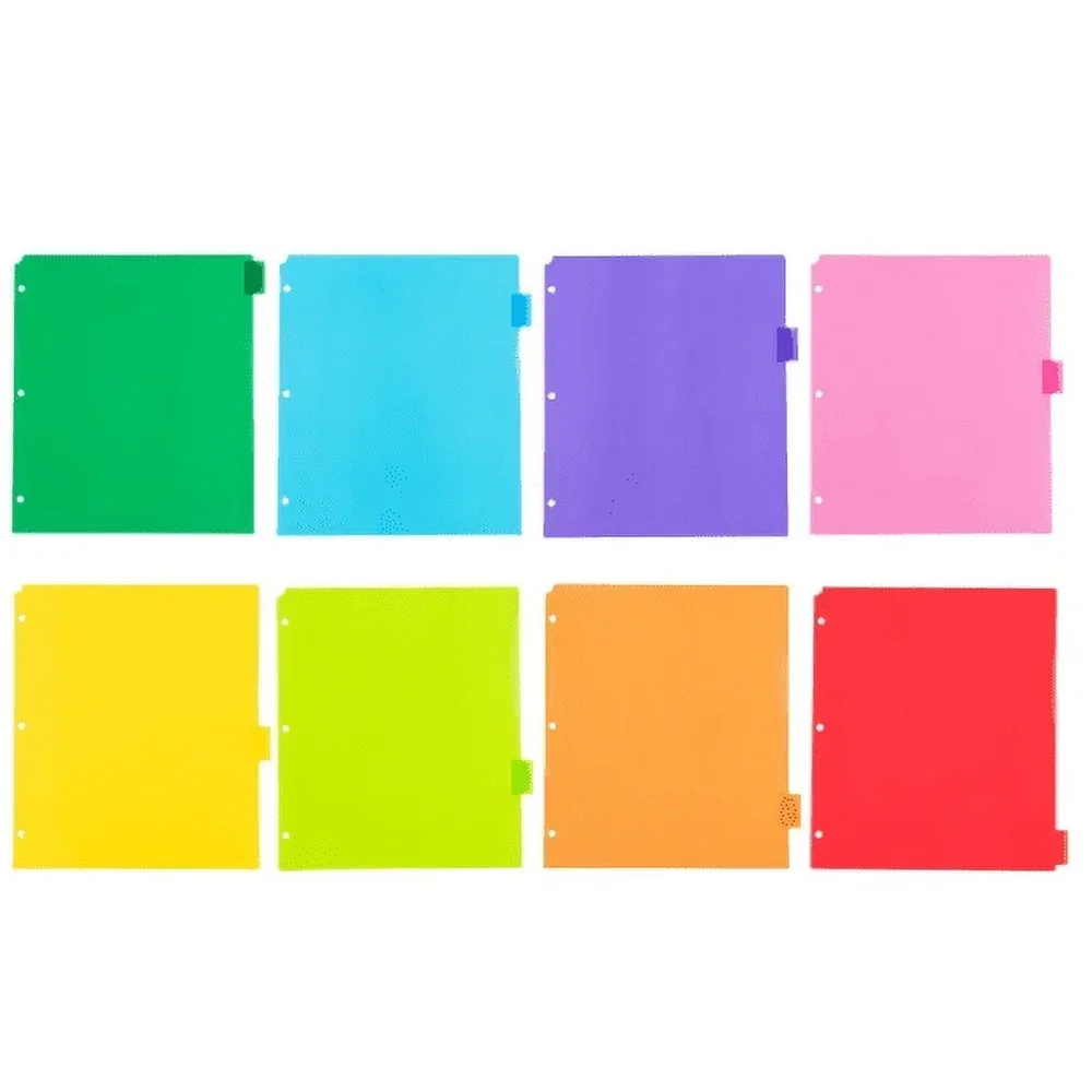 Divisori in plastica multicolore a 8 linguette con inserti vuoti Raccoglitori per organizzare la scuola, l'ufficio, la casa, 9,75 x 11,5 pollici